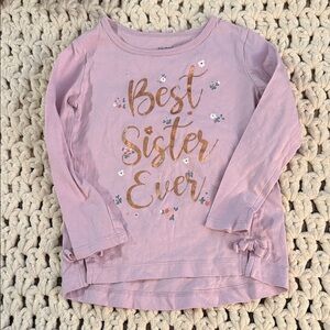 Carter's Pink Long Sleeve Tee with Metallic Gold 'Best Sister Ever' Script